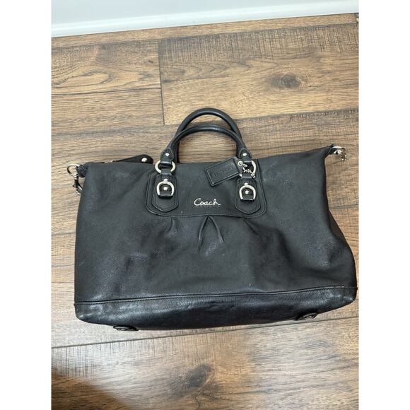 Coach Large Ashley F15447 Black Leather Satchel *Missing Shoulder Strap* - Picture 7 of 13
